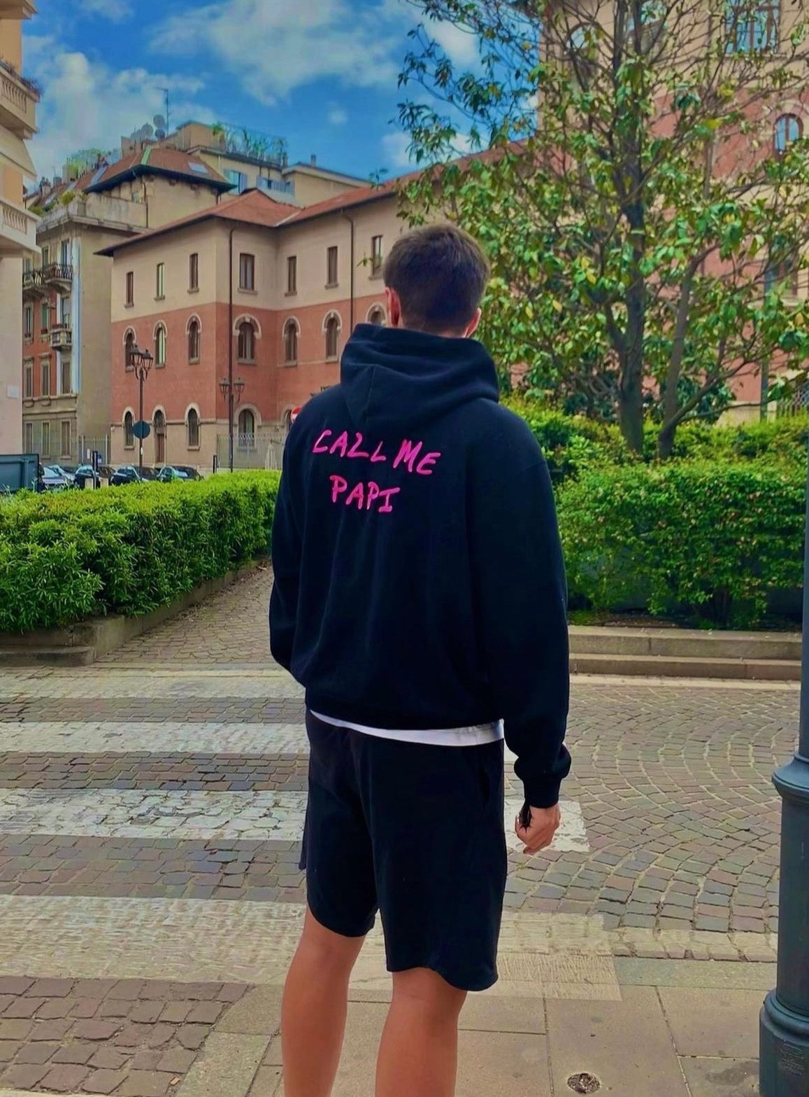 Call me Papi | Felpa nera e fucsia